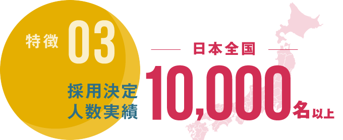 採用決定人数実績日本全国10000名以上